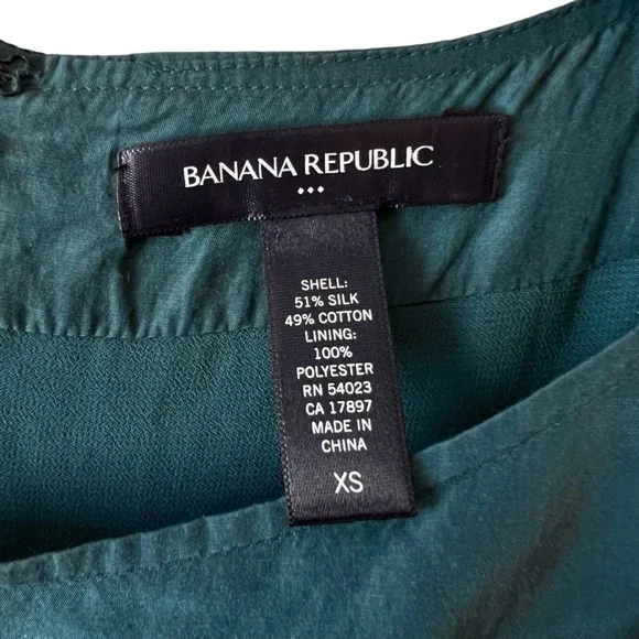 Banana Republic Silk Teal Dress with Striped Hem - Picture 3 of 7